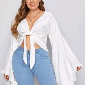 Ruffle Bell sleeve tie top